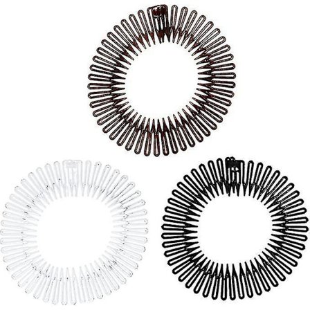 3 st hårband full cirkulär stretch kam flexibel plast cirkel kam hårband