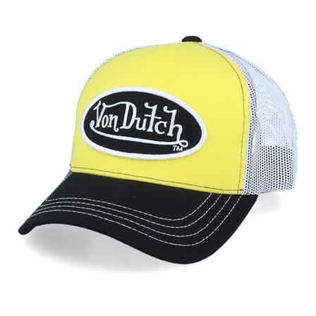 Von Dutch - Oval Patch Yellow/White/Black Trucker Trucker Yellow Cap - @ Hatstore
