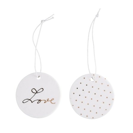 Bloomingville Ornament Love Hvit-gull, 2stk