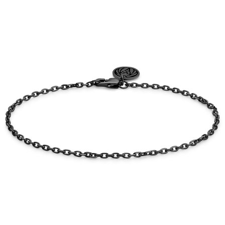 Essentials | 2 mm Gunmetal Black Cable Chain Bracelet for Men - Steel bracelets