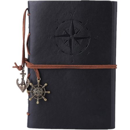 Læder notesbog, vintage spiral notesbog genopfyldelig daglig planlægger præget rejse