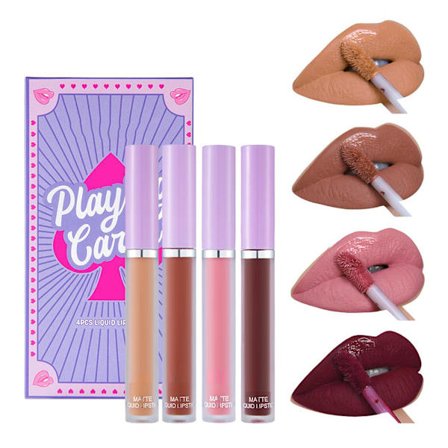 4-pack Matt Flytande Läppglans Set med Återfuktare
