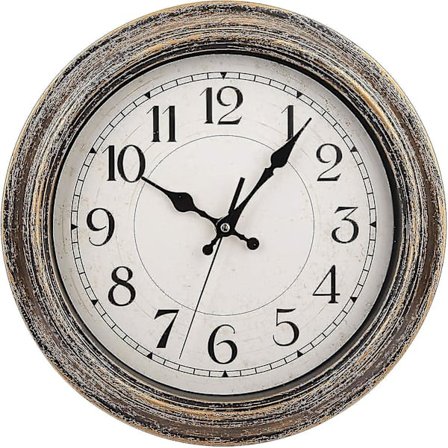 12-tommers Retro Veggklokke, Vintage Rund Dekorativ Veggklokke, Stille