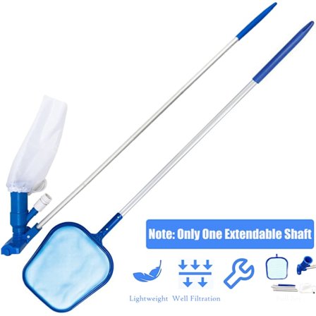 Set Simbassängrengöringsverktyg Underhåll över marken Skimmer Borste Vakuumslang