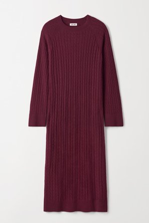 Soft Goat - Cable Knit Dress - Cashmere dress - S - Bordeaux