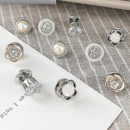 Säkerhetsbrosch knappar, knappnålar brosch knappar för kläder för kvinnor skjorta förhindra kläder kofta 10 st