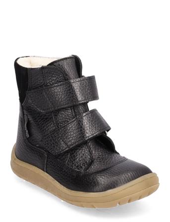 Boots - Flat - With Velcro Vinterstøvletter Med Borrelås Svart ANGULUS*Betinget Tilbud