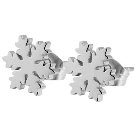 Silver Örhängen Till Jul I Rostfritt Stål - Snöflinga Silver