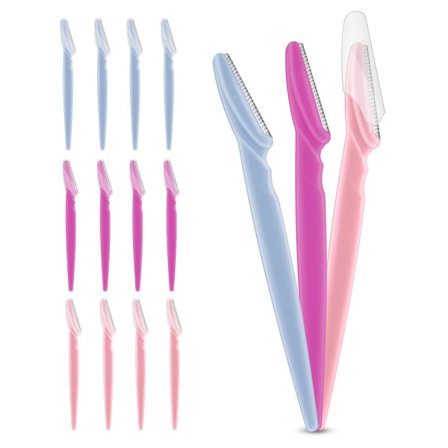 12 stk. Øyenbrynskniv for kvinner Ansiktskniver Dermaplaning Verktøy Øyenbrynstrimmer Ansiktskniv med sikkerhetsdeksel Flerbruks hårfjerningsshaver 