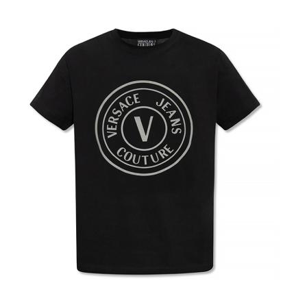 Versace Jeans Couture, Logo T-shirt Zwart, Heren, Maat:M,Katoen,print