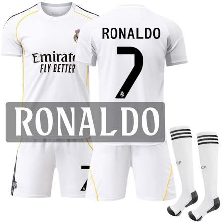 25-26 Real Madrid Hjemmebanesæt Børn Fodboldtrøje Kit Nr. 7 Cristiano Ronaldo