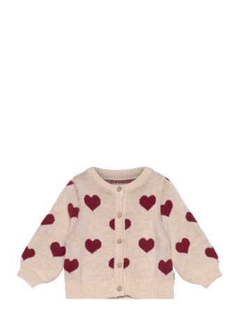 Wheat Jacquard Cardigan Hearts - Beige - 86