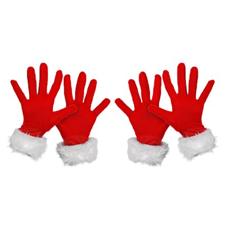 Julehandsker i rød velour, korte kostumehandsker, julemandshandsker, julefrokosthandsker, juleplystilbehør til kvinder og piger, håndledslængde