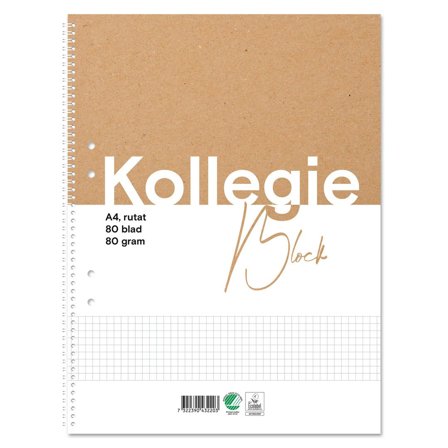 Kollegieblock A4 80g 80 blad rutat hålat - Lyreco - Kontorsmaterial - Block och anteckningsböcker - Kollegieblock