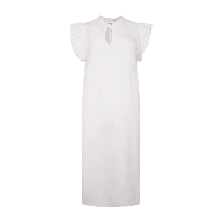 Tiffany Etta, Frill Dress, Linen - White Klänningar Dam Vit L-XL