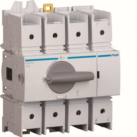 Hager HAD412 Pääkytkin 125 A 4-napainen, Liitäntätulpat & kaapelit