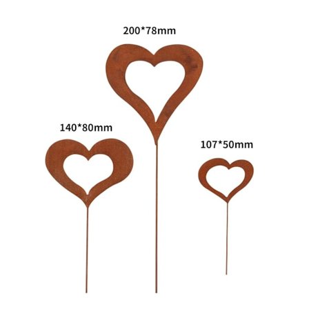 Sæt med 3 kaniner Havestager - Rustlook - Fremstillet af rustfrit metal - til have, terrasse, balkon eller blomsterkrukke