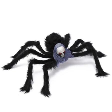 Jättefylld spindelleksak Enorm realistisk svart spindelfylld djurplyschkudde Halloween roliga sprattleksaker 29,5 tum
