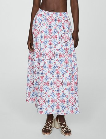 Mango Printed Midi Skirt - Multi/patterned - XS