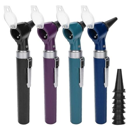 Professionelt diagnostisk kit til øreundersøgelse - Otoskop, trommehindeendoskop, spekulum, ørerensning, 8 ørepropper - Lilla/NC/