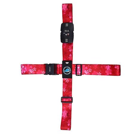 Reisebagasjerem med kombinasjonslås Polyester Koffert Sikkerhetsbelte Krysspakking Rem (romantisk Sakura)