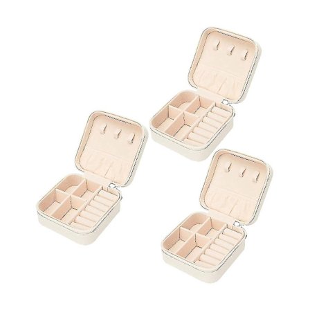 Liten smykkeorganisator, smykkeorganisator displayboks for ring, øredobber, halskjede, gave, hvit
