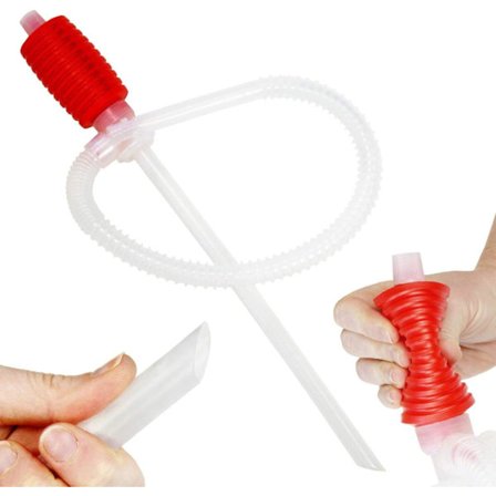 Manuell hevertpumpe for bensin, drivstoff eller vann for væskeoverføring