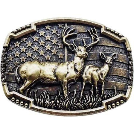 2 st Deer Bältespänne för Män, Patriotisk Amerikansk Flagga Deer Bältespänne, Elk Deer Bältespänne, Nordisk Viking Deer Head B