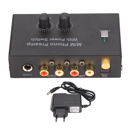 PP500P Phono Preamp Professionel Lavstøjsoperation Pladespiller Preamplifier med DC 12V Adapter 100‐240V