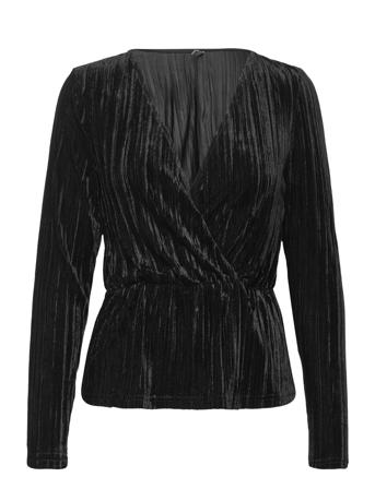 Onlvela L/S Wrap Top Jrs Black ONLY