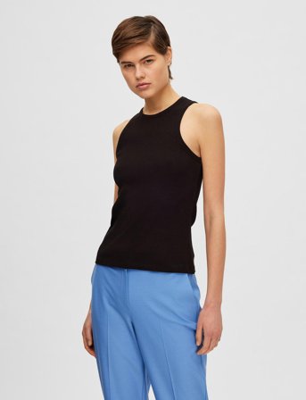 Selected Slfanna O-Neck Tank Top Noos - Black - S