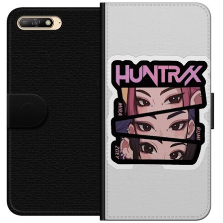 Yhteensopiva Lompakkokotelo Huawei Y6 (2018) K-pop-inspiroitunut futuristinen tyttöryhmä neonvaloissa ja kosminen sci-fi-kohtaus