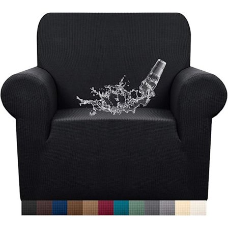 Högkvalitativt Vattentätt Sofföverdrag 1 Sits Hög Elastisk Sofföverdrag i Ett Stycke Universal Sofföverdrag Halkfritt Möbelskydd (1 Sits, Svart)