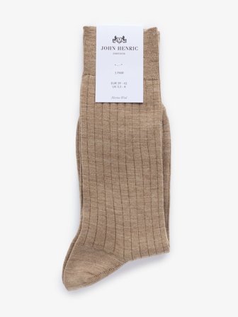 John Henric Men's Beige Gerippte Socken Size 39-42