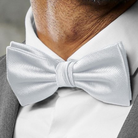White Pre-Tied Grosgrain Bow Tie for Men - Pre-tied bow ties