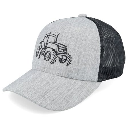 Kiddo Cap - Grå trucker Keps - Kids Tractor Outline Heather Grey/Black Trucker @ Hatstore