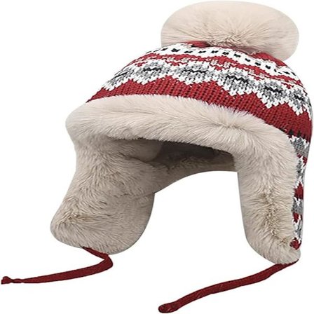 Vinterhue til kvinder med strikkede øreklapper, varm hætte, termisk strikket øreklaphue