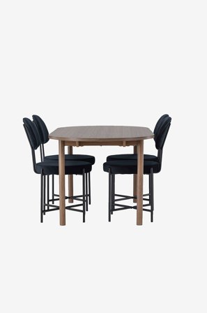 Venture Home - Spisegruppe Andy med 4 stk stoler Stella - Brun - Spisegruppe 4 personer - Fra Homeroom