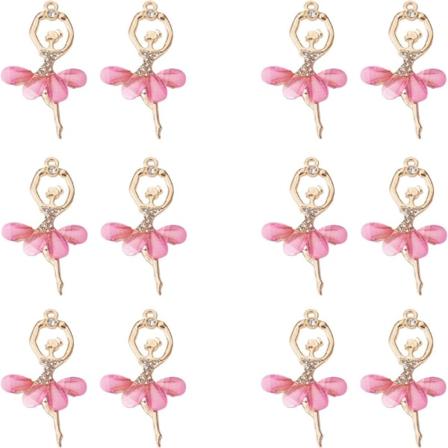 20 stk Ballet Girl Charms Big Ballerina anheng med krystall