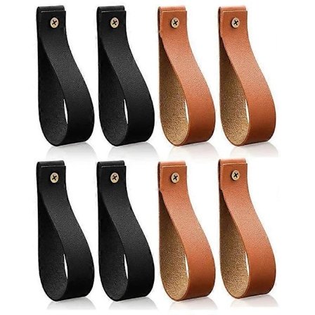 {PL}8 kpl PU-nahkaiset seinäkoukut Seinään asennettavat hihnat Pu-nahkainen verhotangon pidike Pyyhekoukku seinälle Ruskea musta