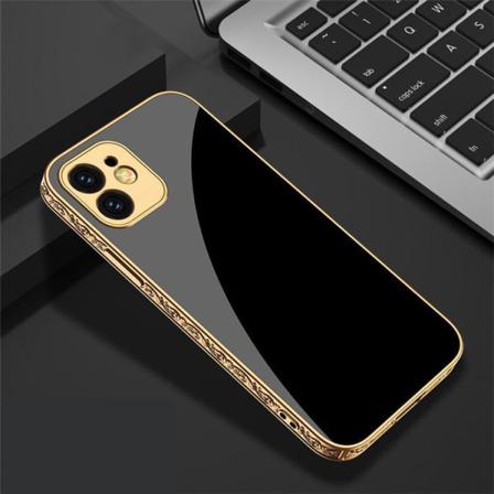 Iphone 12 Pro Lyxigt Glas-skal Guld & Silver Barock Elegant Svar Black One Size