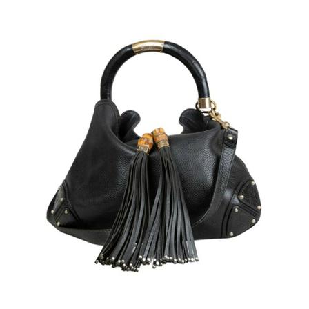 Gucci Vintage, Pre-owned Bamboo Tassel Hobo Bag Zwart, Dames, Maat:ONE Size,Canvas
