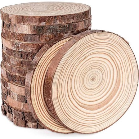 Naturlige treskiver 16 stk 11-12 cm sirkelformede treskiver ubehandlede tømmerstokker for kunst håndverk veggdekor bryllup jul D