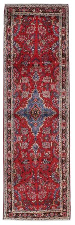 Hamadan Rug Oriental Runner Dark Red/Black (Wool, Persia)