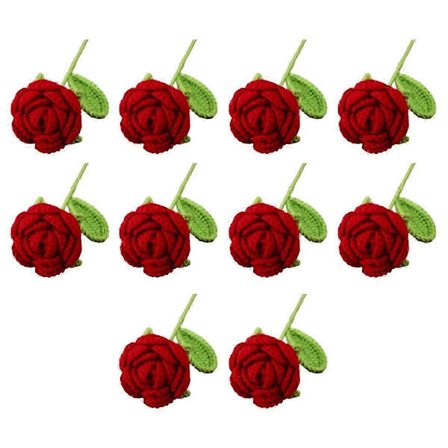 Håndlavet strikket rose, strikket hæklet buketdekoration, borddekoration ferie A