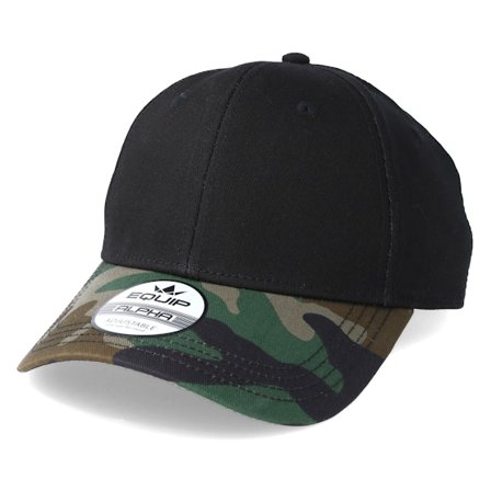 Equip - Zwart adjustable Cap - Alpha Black/Camo Adjustable @ Hatstore