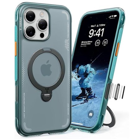 TKdaddy TORRAS Ostand Q3 Air Series iPhone 16 Pro Max Magnetisk Cover - Støtteben TPU+PC Bagside, Blå