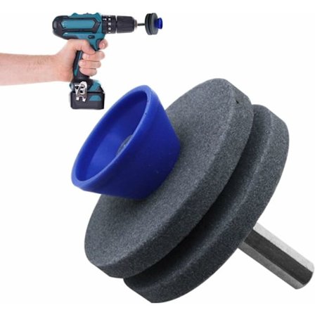 Græsslåmaskine Blad Slibemaskine Dobbeltlag, Haveværktøjs Blad Slibemaskine til Elektrisk Håndbor til Ukrudtsblade Skarpning Hjem Havegård Park (Gr