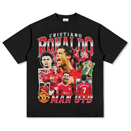 Soccer Star Cristiano Ronaldo Grafik T-shirt Sweatshirt - Sort - Størrelse S