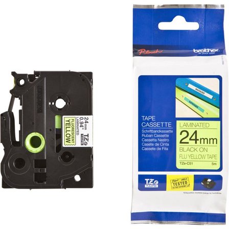 BROTHER Tape TZEC51 24mm svart på gul - Lyreco - Kontorsmaskiner - Märkmaskiner och tape - Tape - Brother TZ